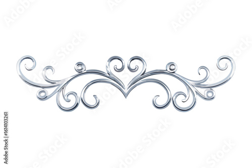 Elegant silver swirl design vector art decorative ornament scroll flourish clip art
