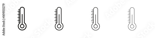 Thermometer icon set, Illustration, Black