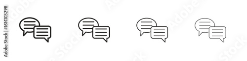 Text chat icon set, Illustration, Black