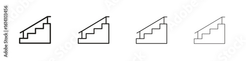 Stairs icon set, Illustration, Black