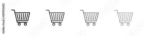 Shopping cart icon set, Illustration, Black