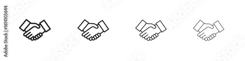 Shake hands icon set, Illustration, Black