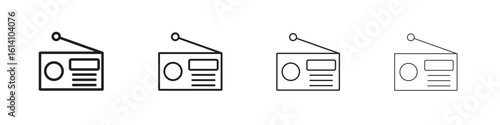 Radio icon set, Illustration, Black