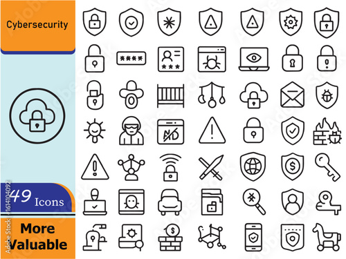 Cybersecurity Line Icons Set