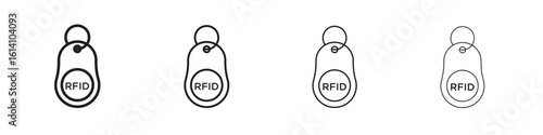 RFID key tag icon set, Illustration, Black