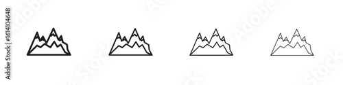 Mountain icon set, Illustration, Black