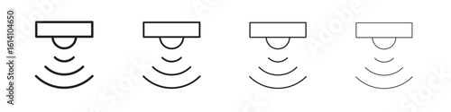 Motion sensor icon set, Illustration, Black
