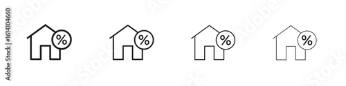 Mortgage rate icon set, Illustration, Black