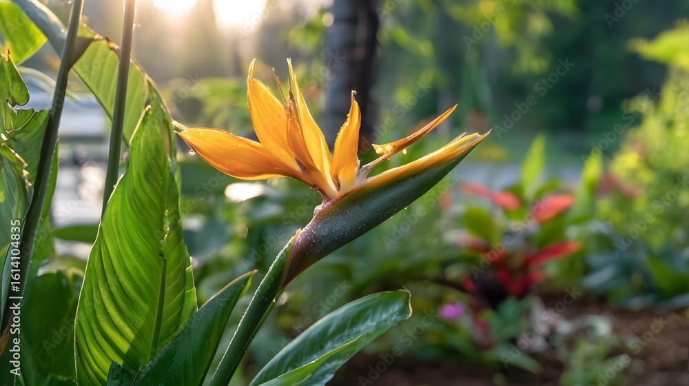 Obraz premium Beautiful Yellow Flower in Bloom Surrounded by Lush Green Foliage
