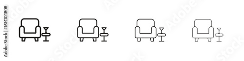 Lounge icon set, Illustration, Black