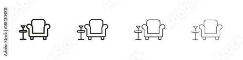 Lounge icon set, Illustration, Black