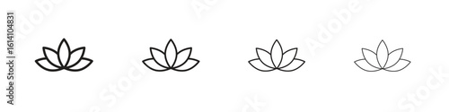 Lotus flower icon set, Illustration, Black