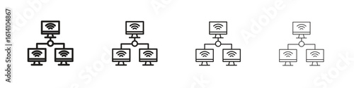 Local network icon set, Illustration, Black