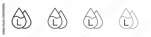 Liter icon set, Illustration, Black