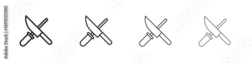 Knife sharpener icon set, Illustration, Black