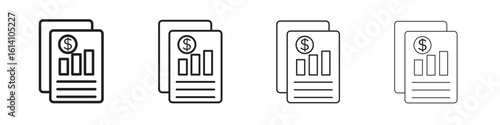 Income statement icon set, Illustration, Black