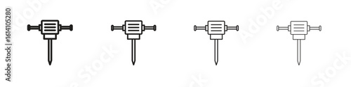 Hydraulic breaker icon set, Illustration, Black