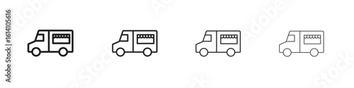 Food truck icon set, Illustration, Black
