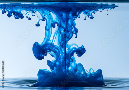 Methylene Blue Dissolving in Water Close-Up