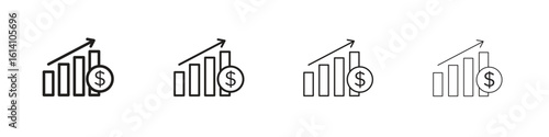 Fiscal policy icon set, Illustration, Black
