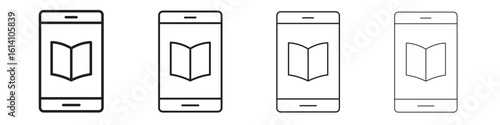 Ebook icon set, Illustration, Black