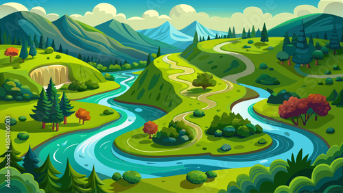 Remarkable natural texture showcased in this overhead shot of a flourishing meadow and a meandering river.