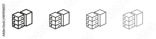 Data center icon set, Illustration, Black