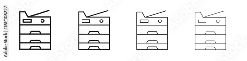 Copier icon set, Illustration, Black