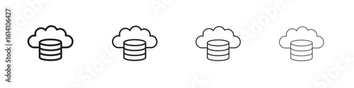 Cloud server icon set, Illustration, Black