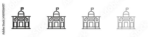 City hall icon set, Illustration, Black