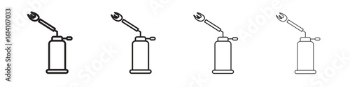 Blowtorch icon set, Illustration, Black