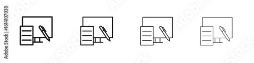 Blended learning icon set, Illustration, Black