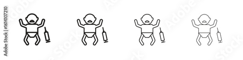 Baby Vaccination icon set, Illustration, Black