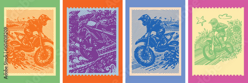  Motocross Rider with Floral Road – Dynamic Off-Road & Nature Art Collection