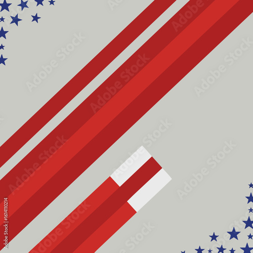 Free Download Abstract geometric design with red stripes and blue stars on gray background artistic vector illustration  - GFXLoad