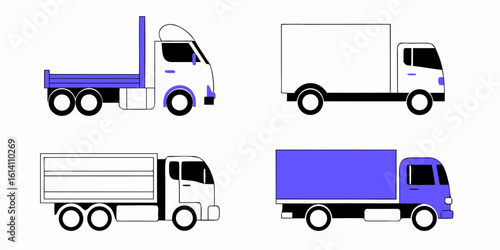 truck icons set