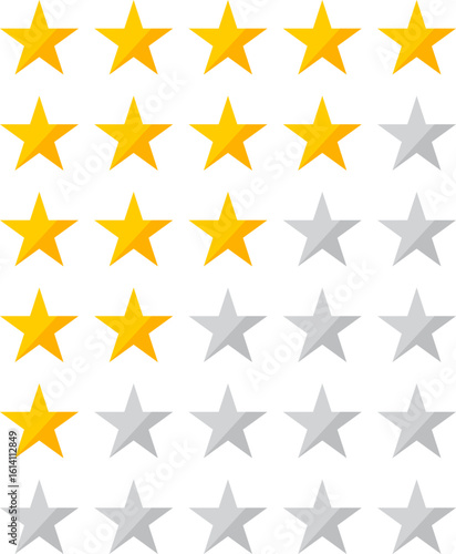 Review rating  scale with a star rating. Vector illustration with transparent background.