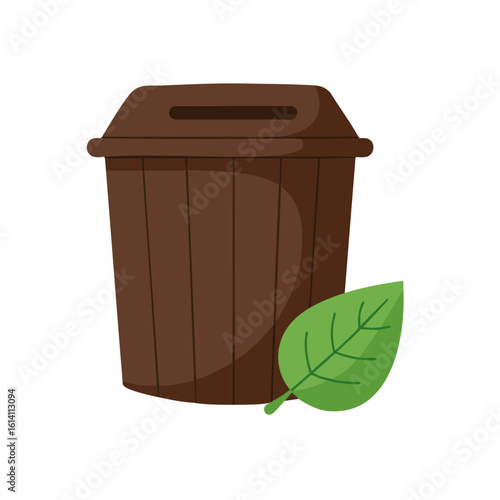 Vector illustration of compost with leaf on white background, eco and sustainability concept