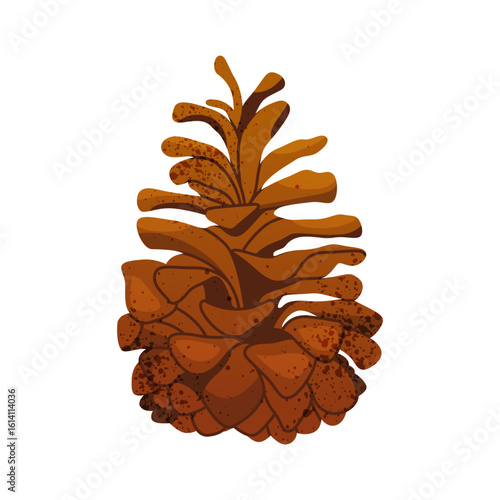 Pine cone isolated icon. Vector evergreen seed for Christmas tree decoration or holiday ornament. Nature element or conifer foliage clipart. Winter forest and autumn wood wildlife. Botany and biology.