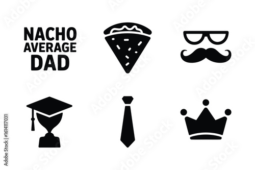 Nacho Average Dad Graduation Tie Crown Glasses Food graduation cap