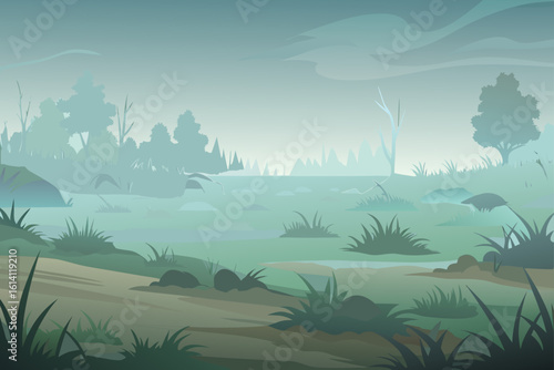 Field Scene In Dense Fog With Soft Gradients
