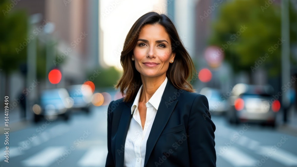 Confident businesswoman in city street Confident businesswoman in city street