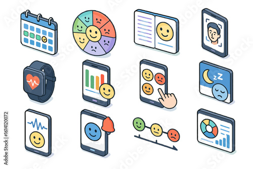 Isometric emoji icons for apps and devices
