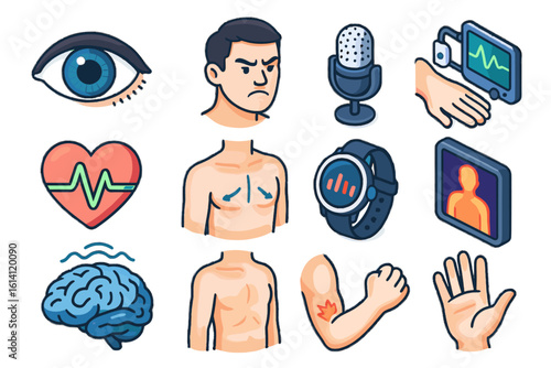 Health and fitness icons illustrating wellness and vitality concepts