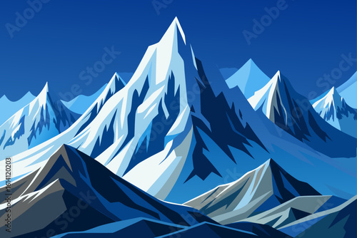 Snow Covered Mountain Peaks With Clear Blue Skies