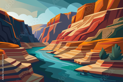 Steep Canyon With Layered Rocks And A Dry Riverbed
