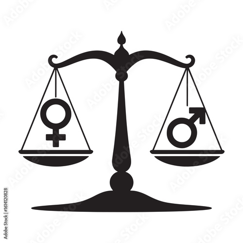Black scale with female and male symbols balance justice