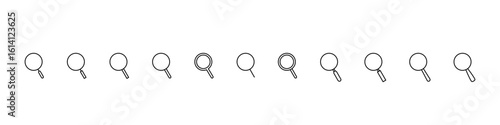 Search icon. Magnifier glass sign. Isolated search vector set. Zoom in out sign.