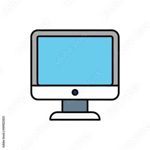 Computer Monitor Icon with Blue Screen for Technology Concepts on white background
