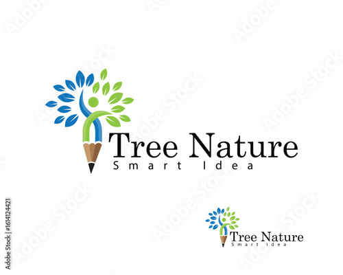 tree nature logo creative design concept health herbal yoga people
